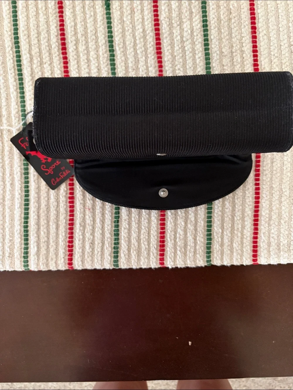 A.L.C. Black Fold-Over Card & Key Holder with Logo Plaque/makeup bag